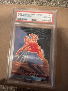 1993 Skybox Marvel Masterpieces #2 Torcia Umana PSA 8 - Foto 1 di 2