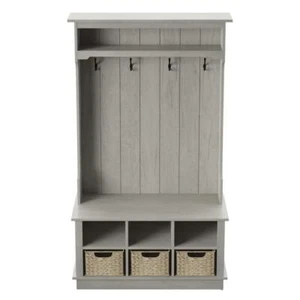 Twin Star Home Hall Tree 40" x 67.25" x 17.38" w/ Baskets, Cubbies Fairfax Oak - Picture 1 of 9