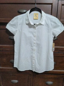 Uniforme escolar blanco manga corta Thread Abouts talla 14 nuevo con etiquetas - Imagen 1 de 5