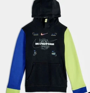 Nike Club Fleece Digi Hoodie Black/Game Royal/Cyber DQ3619-010 Size Large - Picture 1 of 4
