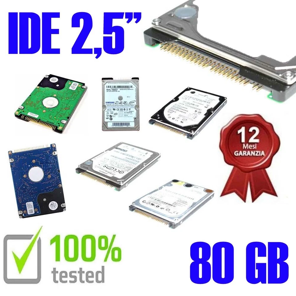 Hard Disk IDE ATA  2,5" 80GB USATO meno di 100 ore di uso Testato notebook  - Immagine 1 di 1