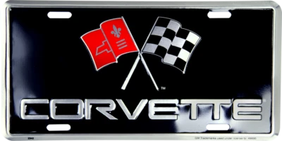 PLACA DE MATRÍCULA CORVETTE METAL CHEVROLET SIGNO COCHE EN RELIEVE AUTO ETIQUETA BANDERAS DE CARRERAS Foto 1 de 2