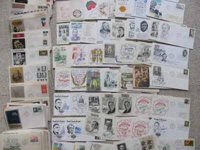 420 Assorted First Day Covers FDCs Cachets Cancellations Envelopes 1960s  - Image 1 of 4