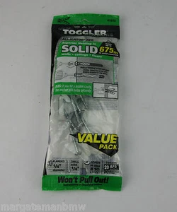 20x Genuine Toggler Anchors Alligator Solid Surface 675lbs 20AF6 - Picture 1 of 1