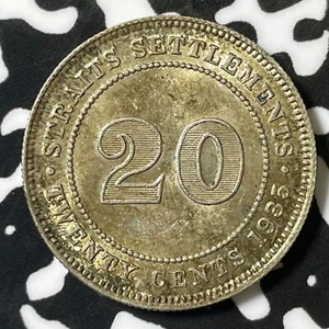 1935 Straits Settlements 20 Cents Lot#E4869 Silver! High Grade! Beautiful! - Picture 1 of 2
