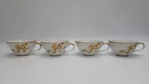 Kutani Fine China Hayasi Hand Pained Gold Japan Teacups Set of 4 Rare Vintage - Picture 1 of 10