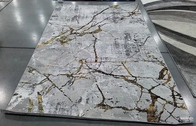 GREY / GOLD 6'-0" x 9'-0" Back Stain Rug, Reduced Price 1172779205 ALA293G-6 - Image 1 of 4