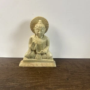 Hand Carved Soapstone Buddha Statue Figure Pray Meditate Peace Spiritual 5” - Picture 1 of 5
