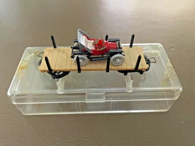 EGGER-BAHN,    -  2406 Rungenwagen mit Oldtimer in OVP - - Bild 1 von 3