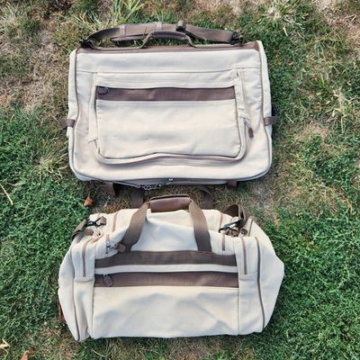 Juego de equipaje de colección Eddie Bauer Ford Edition lona tostada cuero ropa y bolsa de lona Foto 1 de 4