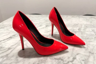 Boutique9 by Nine West Neon Red Leather High Heels Size 6.5 US - image 1 of 4