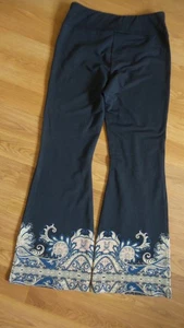 EUC Johnny Was Hose MARINEBLAU PASTELL Stretch Schlag marineblau Hose Größe M 3" Bund - Bild 1 von 13