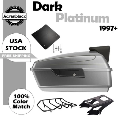 Respaldo Dark Platinum Chopped Tour Pack para 97+ Harley Touring Foto 1 de 4