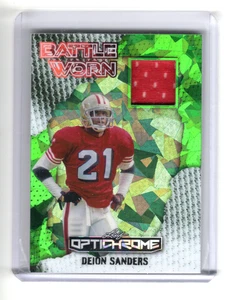 Camiseta deportiva de fútbol americano Leaf Optichrome 2025 usada en batalla Deion Sanders cristal verde/6 - Imagen 1 de 2