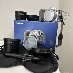 VTG Canon PowerShot S2 IS 5MP Digital Camera W/Lenses. Works. See Description. - Picture 1 of 11