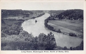 Long Reach Muskingum River Steamer north of Malta Ohio 1940s postcard - Picture 1 of 2