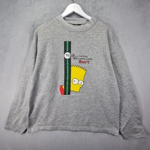 Bart Simpson Sweatshirt Mens Large Grey Vintage 1998 Nothing Rhymes With Bart - Picture 1 of 9