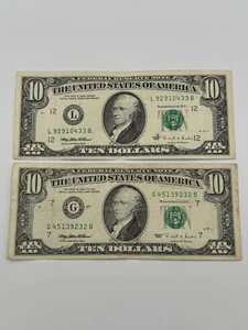 1995 $10 Ten Dollar Federal Reserve Note Chicago & San Francisco L&G - Picture 1 of 4
