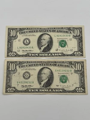 1995 $10 Ten Dollar Federal Reserve Note Chicago & San Francisco L&G - Image 1 of 4