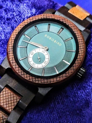 Reloj para hombre Bobobird madera real esfera oliva Foto 1 de 4