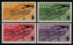 1934 REGNO SERIE POSTA AEREA ROMA BUENOS AIRES  4 VALORI MNH MF16804 - Picture 1 of 2
