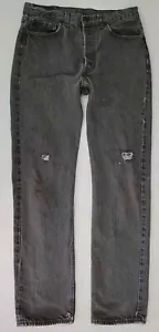 Vintage 1990er Levi’s hergestellt in den USA 501 schwarze Waschung Knopfleiste gerades Bein Jeans 32 x 33 - Bild 1 von 9
