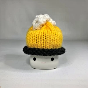 Yellow Marshmallow Mug Hat Topper Flowers Knit Rae Dunn Tier Tray Winter Decor - Picture 1 of 6