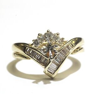 14k yellow gold .37ct semi mount diamond engagement ring wedding band 5.6g