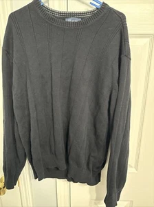 John Ashford Mens Sweater Long Sleeves Crew Neck Knit Black Size XL 100% Cotton - Picture 1 of 8