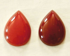 Pair (2) Red AGATE Larger Teardrop CABOCHONS ~ 25x18mm ~ Domed Top & Flat Bottom