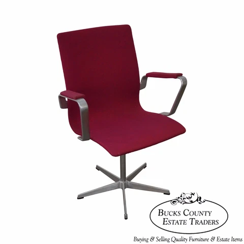 Fritz Hansen Mid Century Modern Swivel Oxford Aluminum Frame Office Arm Chair Cover