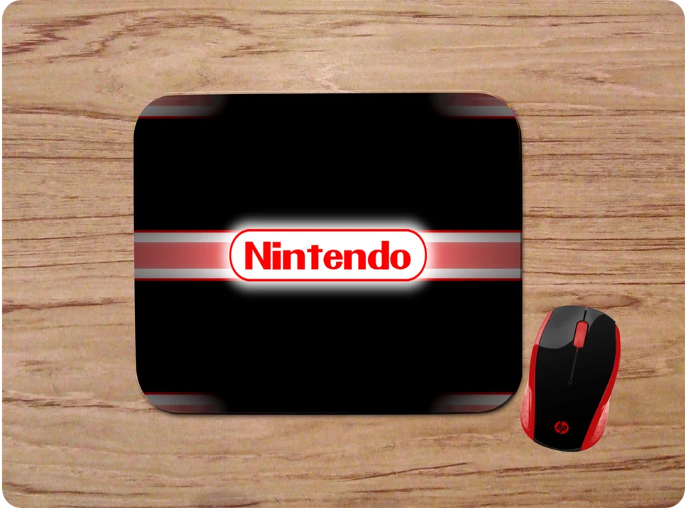 NINTENDO LOGO BLACK & RED ART CUSTOM DESK  MAT MOUSE PAD HOME SCHOOL OFFICE - Image 1 of 1