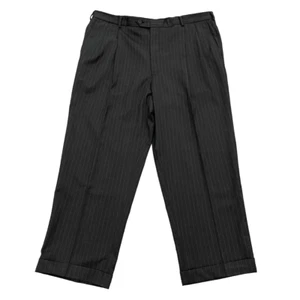 PANTALONE TUTA BROOKS BROTHERS 1818 MADISON GRIGIO SCURO RIGHE 100% LANA TAGLIA 40 - Foto 1 di 13