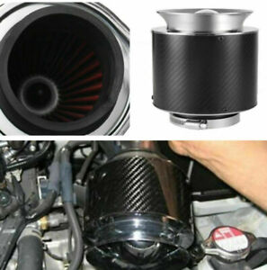 Auto Car Carbon Fiber Surface 3" Inlet Intake Air Filter + Stainless Steel Clamp