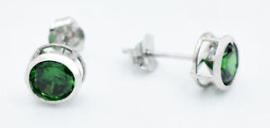 EMERALDS 1.32 Cts STUD EARRINGS 14K WHITE GOLD - MADE IN USA - NWT