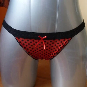 SIZE 6-8 CUTE RED/BLACK POLKA DOT DENIER TANGA KNICKERS, PANTIES, BRIEFS - Picture 1 of 4