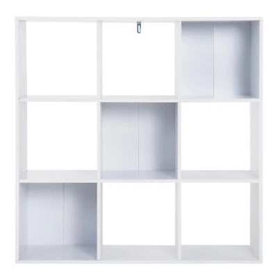 HOMCOM Libreria Bianca dal Design Moderno con 9 Scomparti, 91x30x91cm - Immagine 1 di 4