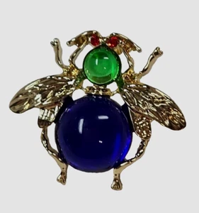 Jelly Bauch BIENE Ohrringe Insekt Käfer Lucite Cabochon durchbohrt goldfarben blau grün - Bild 1 von 8
