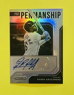2022 Prizm Baseball Pro Penmanship Randy Arozarena Silver Auto Tampa Bay Rays - Image 1 of 2
