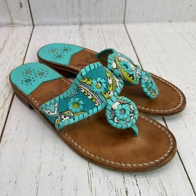 Sandalias Jack Rogers 1960 para mujer talla 7M azul cachemir cosido tanga Foto 1 de 4