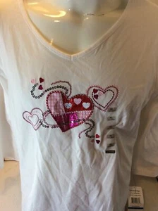 Breckenridge Valentines/ Hearts 3/4 Sleeve Womens Shirt New - Picture 1 of 2