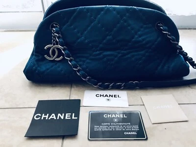 Chanel Navi синий аккордеон плеча нейлона Дамская сумка сумка серебро оборудование - Изображение 1 из 4