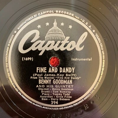 CAPITOL 394 Benny Goodman and his Quartet 78rpm The Lonesome Road - Image 1 of 4