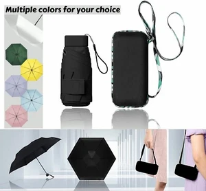 Mini Pocket Umbrella Travel Super Windproof Compact Folding Sun Anti-UV Rain AU - Picture 1 of 19