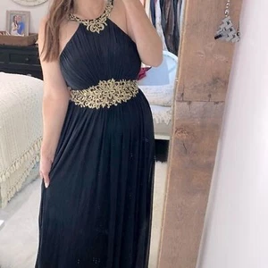 Siegel schwarz römischer Neckholder Stil Maxi formelles Kleid Größe 4 - Bild 1 von 9