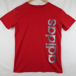 Adidas T Shirt Youth Large 14/16 Red Graphic Big Spell Out Logo Sport Unisex - Picture 1 of 7