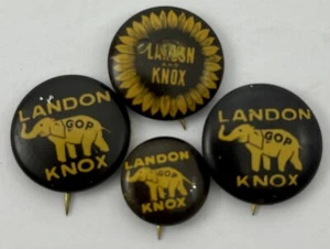 Vintage Lot 1936 Alf Landon Presidential Campaign Landon Knox GOP Pinback Button - Picture 1 of 12