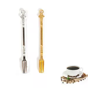 1 pieza Mini pala de acero inoxidable con anillo cuchara de oro agitar café o té - Imagen 1 de 15