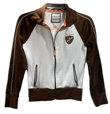 Chaqueta Aeropostale Niña Talla S Atletismo Universitario Marrón y Blanco Cremallera Foto 1 de 4