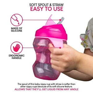 Coppa Sippy con transizione paglia primo anno con coperchio antiversa facile presa viaggio - Foto 1 di 5